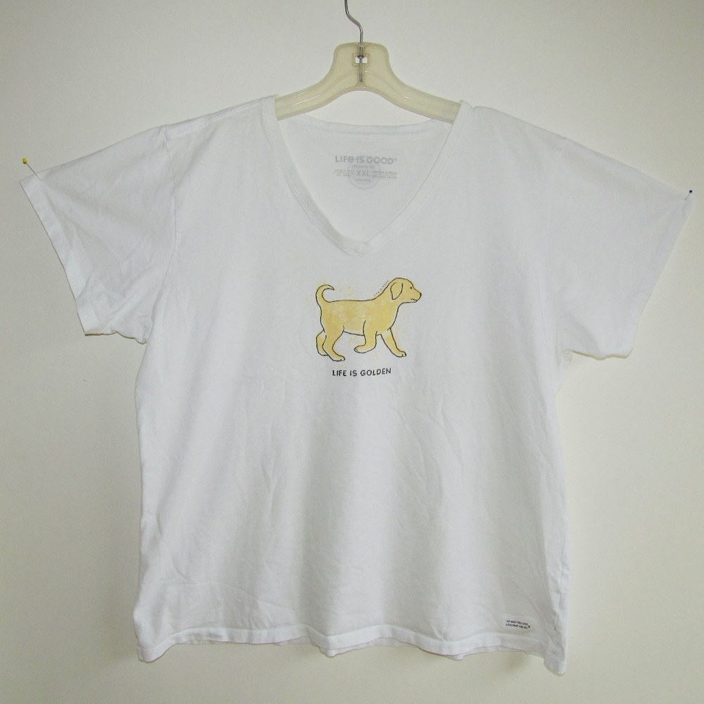 Life Is Good Woman's Tee Shirt "Life Is Golden" Golden Retriever Dog SZ XXL